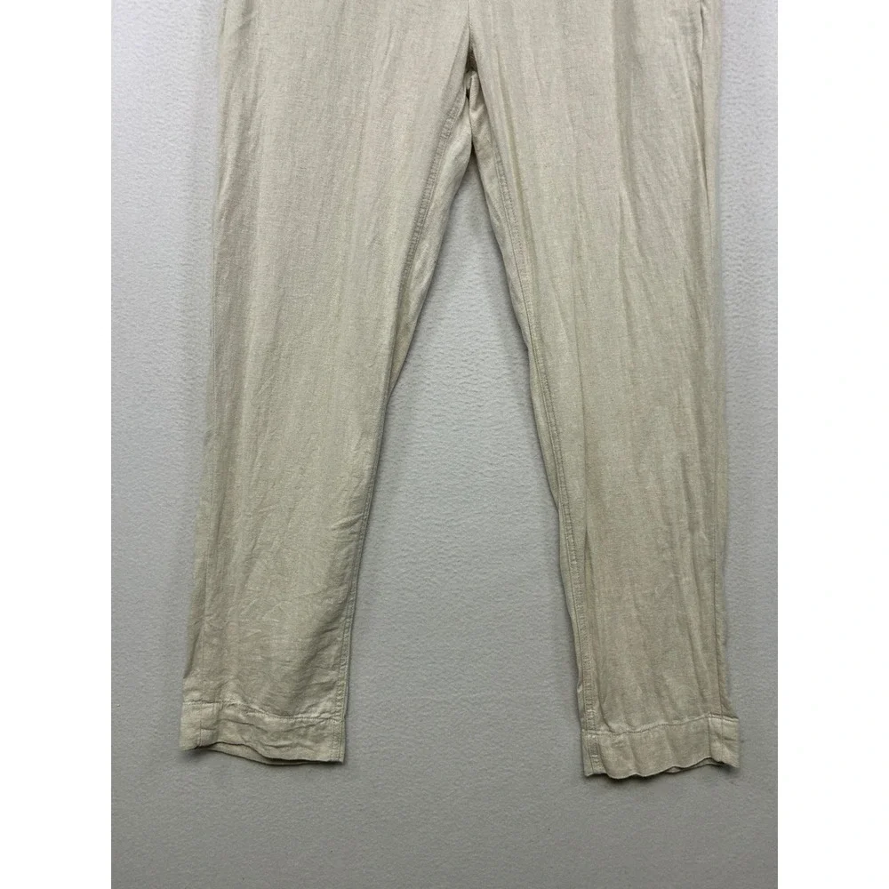 Coastal Old Money Banana Republic Men 32x32 Beige Linen Blend Slim Straight Pant